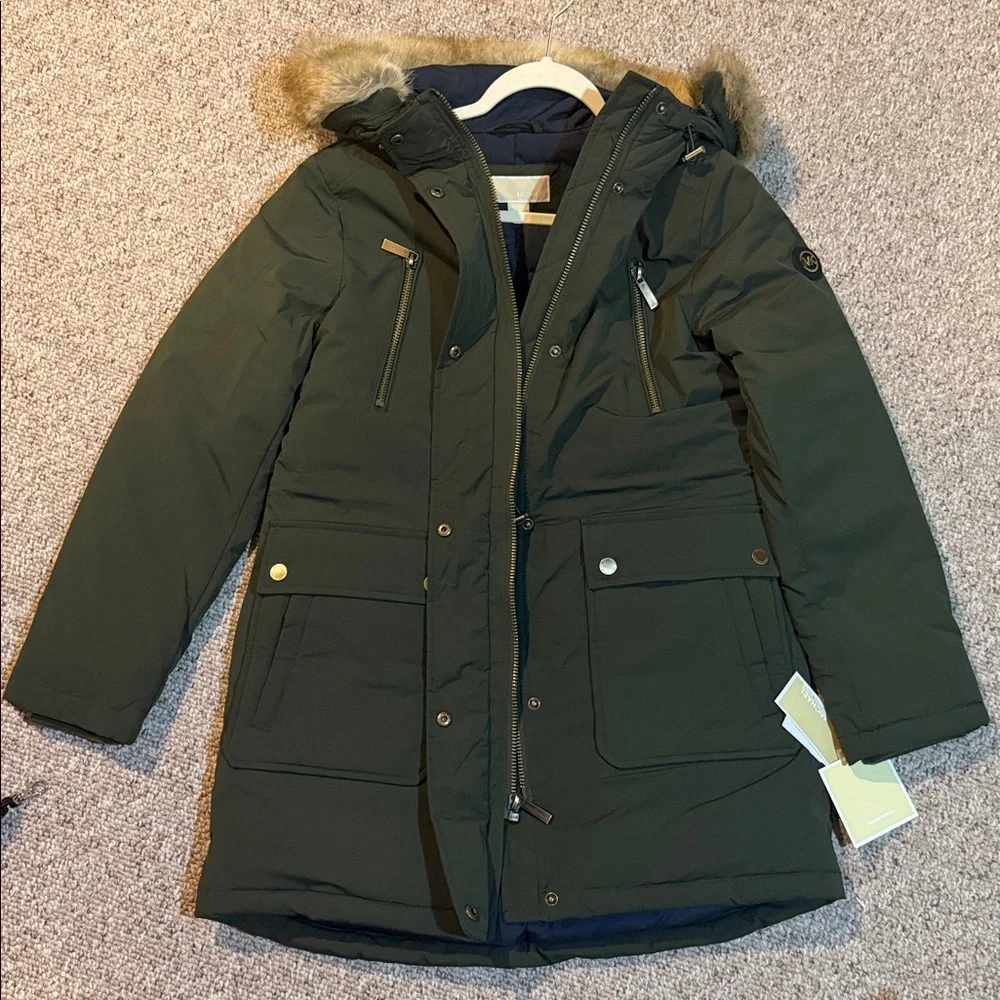 Michael Kors, Ivy Missy Coat Down Parka Jacket, Ivy Green, Women Size S